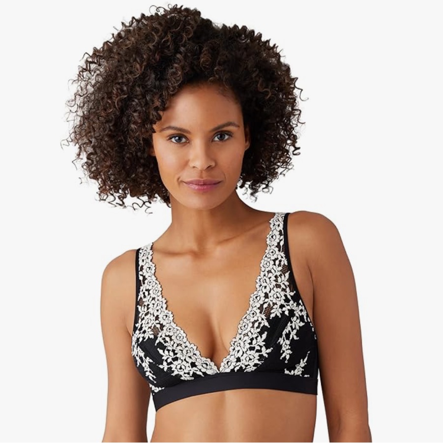 Wacoal Women's Black And White Lace Wire-Free Bra Size 32